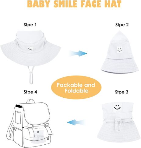 قبعة شمس للأطفال الصغار بعامل حماية من الأشعة فوق البنفسجية 50+ قبعات دلو الشاطئ للأطفال للأولاد والبنات من عمر 0 ​​إلى 8 سنوات | تصميم بنمط لطيف، خفيف الوزن وجيد التهوية للاستخدام في الهواء الطلق، والمنتزه، والسفر، والصيف، وإبزيم قابل للتعديل، وحزام الذق in Kuwait