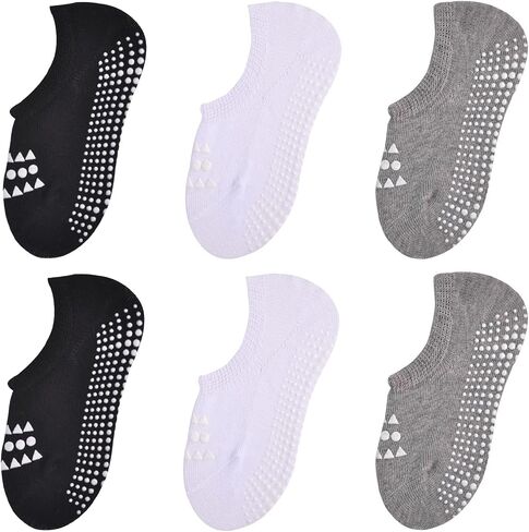 JORMATT Toddler No Show Socks Little Girls Boys Cotton Socks Anti Slip Low Cut Ankle Socks With Grips (6-12 Pairs) in Saudi Arabia