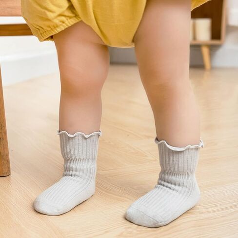 Aroveea Toddler Socks Non Slip Grip Ankle Baby 12 Pack for Kids Boys Girls | Soft combed cotton; safety silicone on bottom; machine washable; fits 6M to 7Y children indoor outdoor play all season in Saudi Arabia