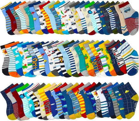 SkiBeaut Toddlers Kids Non Slip Socks Grips Sticky Slippery Crew Socks for 1-7 Years Old 12 Pairs Children Boys Girls Socks in Saudi Arabia