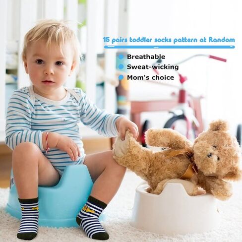 SkiBeaut Toddlers Kids Non Slip Socks Grips Sticky Slippery Crew Socks for 1-7 Years Old 12 Pairs Children Boys Girls Socks in Saudi Arabia