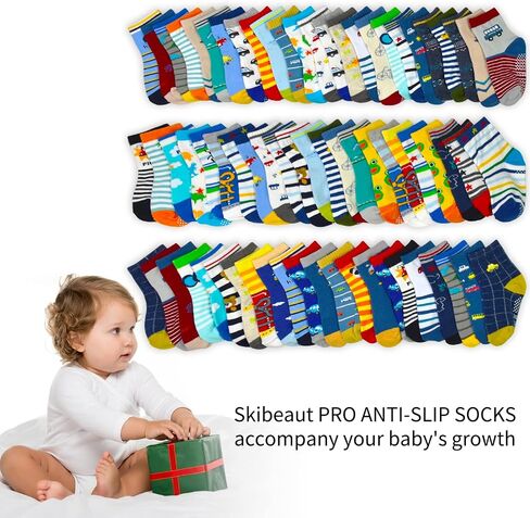 SkiBeaut Toddlers Kids Non Slip Socks Grips Sticky Slippery Crew Socks for 1-7 Years Old 12 Pairs Children Boys Girls Socks in Saudi Arabia