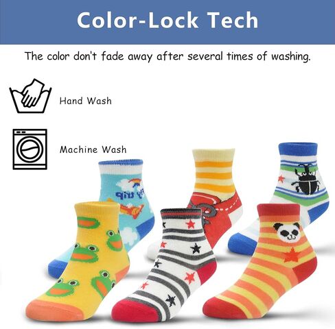 SkiBeaut Toddlers Kids Non Slip Socks Grips Sticky Slippery Crew Socks for 1-7 Years Old 12 Pairs Children Boys Girls Socks in Saudi Arabia