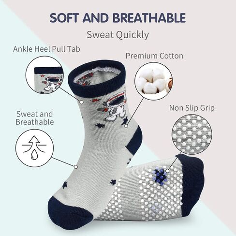 HYCLES Anti Slip Toddler Socks, 12 Pairs Non-Skid Cotton Grip Kid Socks for 1-7T Boy Girl 6-12 Month Baby in Saudi Arabia
