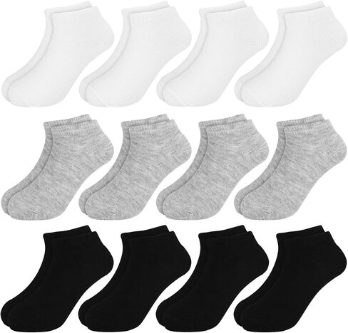 BOOPH 12 Pairs Kids Ankle Socks Boys Girls Low Cut Half Cushion Athletic Socks in Kuwait