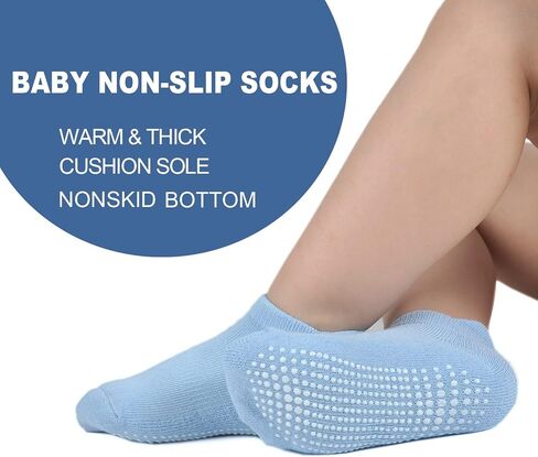 EPEIUS Baby Socks Toddler Non-slip Socks Thick Cotton Ankle Socks with Grips Kids Boys Girls 6/12 Pack in Saudi Arabia