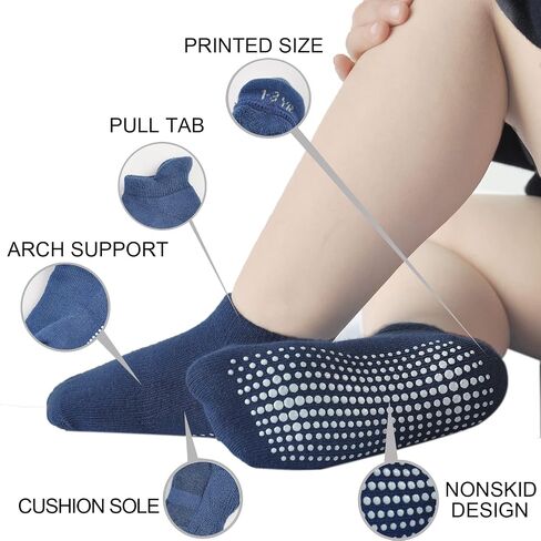 EPEIUS Baby Socks Toddler Non-slip Socks Thick Cotton Ankle Socks with Grips Kids Boys Girls 6/12 Pack in Saudi Arabia