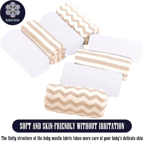 8 Pack Super Soft Baby Burp Cloths, Baby Washcloths, Ultra Absorbent Large Newborn Burping Cloth for Boy and Girl, Milk Spit Up Rags, Unisex for Baby Sensitive Skin, Grey and White, 16 × 12 Inch in Saudi Arabia