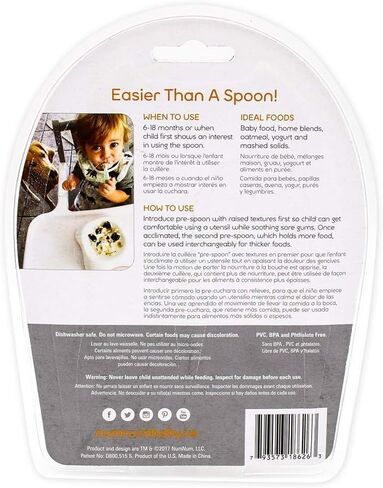 numnum Pre-Spoon GOOtensils + Suction Bowl Self Feeding Set for Babies & Toddlers | Baby Spoon Set (Stage 1+ 2) | 100% Food Grade Silicone BPA-Free | Strong Suction | 4 months+ (Blue/Glacier Green) in Kuwait