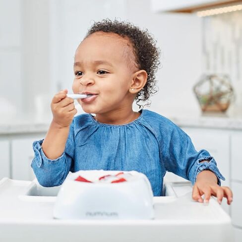 numnum Pre-Spoon GOOtensils + Suction Bowl Self Feeding Set for Babies & Toddlers | Baby Spoon Set (Stage 1+ 2) | 100% Food Grade Silicone BPA-Free | Strong Suction | 4 months+ (Blue/Glacier Green) in Kuwait