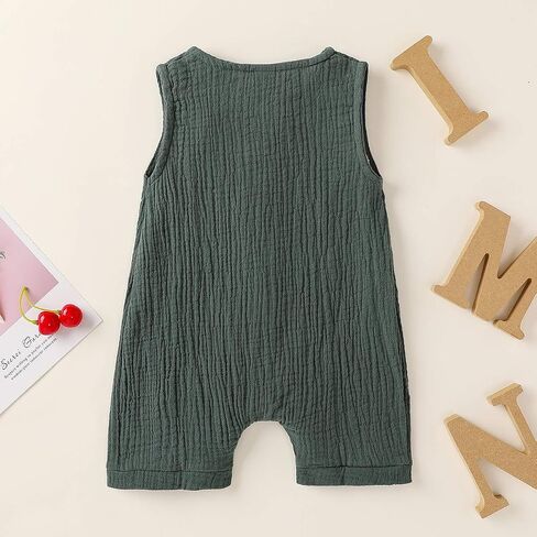 Cecobora Infant Newborn Baby Boys Girls Cotton Linen Romper Summer Jumpsuit Sleeveless Overalls Clothing Set in Saudi Arabia