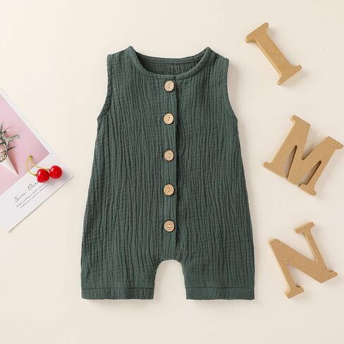 Cecobora Infant Newborn Baby Boys Girls Cotton Linen Romper Summer Jumpsuit Sleeveless Overalls Clothing Set in Saudi Arabia