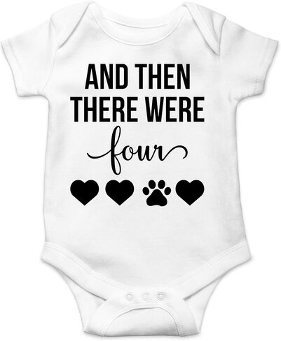 And Then There Were Four - Loving Pet Family - Funny Baby Bodysuit in Kuwait