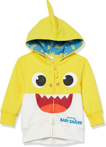 Pinkfong Boys Zip Up Big Face Hoodie-Baby Shark Yellow Toddler Size 2t-5t in Saudi Arabia