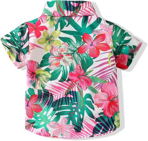 Baby Boys Casual Hawaiian Shirts Cotton Print Button Down Short Sleeve Shirt for Holiday in Saudi Arabia