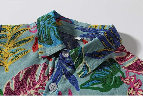 Baby Boys Casual Hawaiian Shirts Cotton Print Button Down Short Sleeve Shirt for Holiday in Saudi Arabia