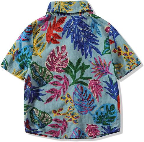 Baby Boys Casual Hawaiian Shirts Cotton Print Button Down Short Sleeve Shirt for Holiday in Saudi Arabia