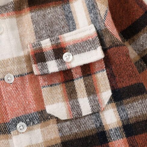 Kids Little Boys Girls Baby Long Sleeve Button Down Red Plaid Flannel Shirt Plaid Girl Boy NB-6T in Saudi Arabia