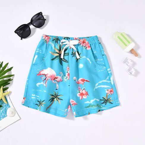 fioukiay Toddler Baby Boy Summer Outfits Little Kids Hawaiian Clothes Short Sets Floral Leave Top Bowtie Shirt in Kuwait