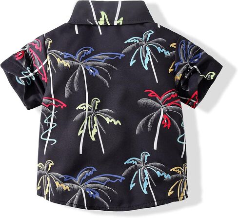 Baby Boy Button Down Hawaiian Shirts Short Sleeve Cool Cartoon Print Aloha Dress Tops T-Shirt in Saudi Arabia