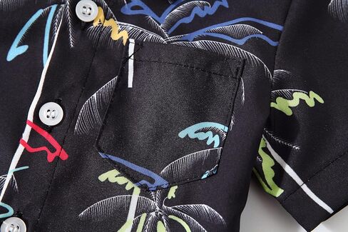 Baby Boy Button Down Hawaiian Shirts Short Sleeve Cool Cartoon Print Aloha Dress Tops T-Shirt in Saudi Arabia