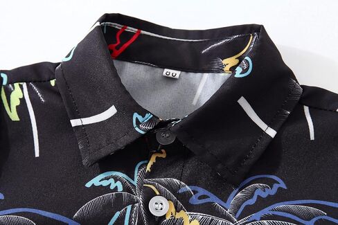 Baby Boy Button Down Hawaiian Shirts Short Sleeve Cool Cartoon Print Aloha Dress Tops T-Shirt in Saudi Arabia
