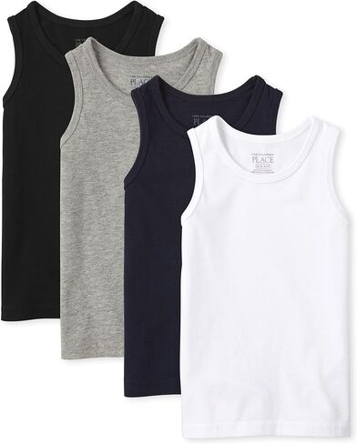 The Children's Place Baby Toddler Boys Mix and Match Tank Top, Black/New Navy/Smoke/White 4-Pack, 5T in Saudi Arabia