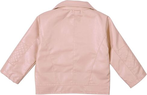 UNIQUEONE Baby Boys Girls Kids Outfits Spring Autumn PU Faux Leather Lapel Jacket Oblique Zipper Outerwear Coat in Saudi Arabia