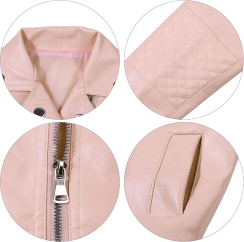 UNIQUEONE Baby Boys Girls Kids Outfits Spring Autumn PU Faux Leather Lapel Jacket Oblique Zipper Outerwear Coat in Saudi Arabia