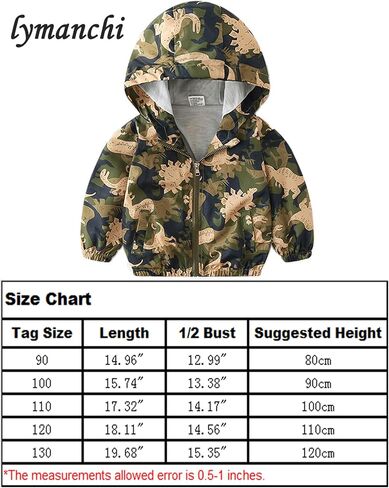 lymanchi Kids Baby Boy Dinosaur Hooded Zip Jackets Windbreaker Casual Outerwear in Saudi Arabia