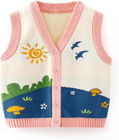 Unisex Baby Sweater Vest Knitted Soft Uniform Cotton V-Neck Sleveeless Waistcoat Vest in Kuwait