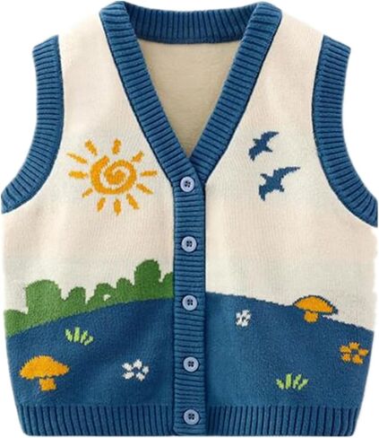Unisex Baby Sweater Vest Knitted Soft Uniform Cotton V-Neck Sleveeless Waistcoat Vest in Kuwait
