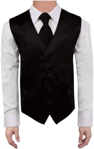 Dan Smith Men's Fashion Various Kid Solid Microfiber Vest Matching Tie for Age 6-16 With Bags in Saudi Arabia
