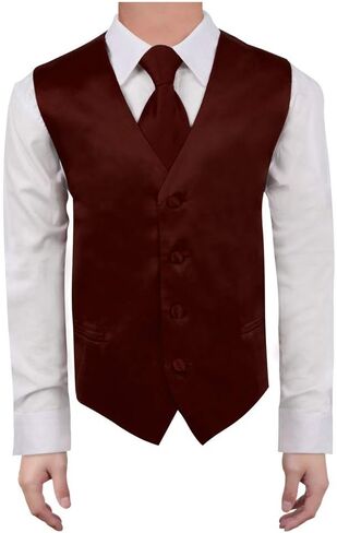 Dan Smith Men's Fashion Various Kid Solid Microfiber Vest Matching Tie for Age 6-16 With Bags in Saudi Arabia