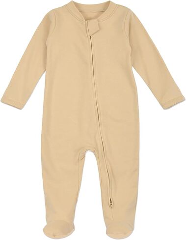 Aablexema Baby Pajamas Organic Cotton Zipper Outfit Newborn Infant One-Piece Footies with Mitten Cuffs in Saudi Arabia