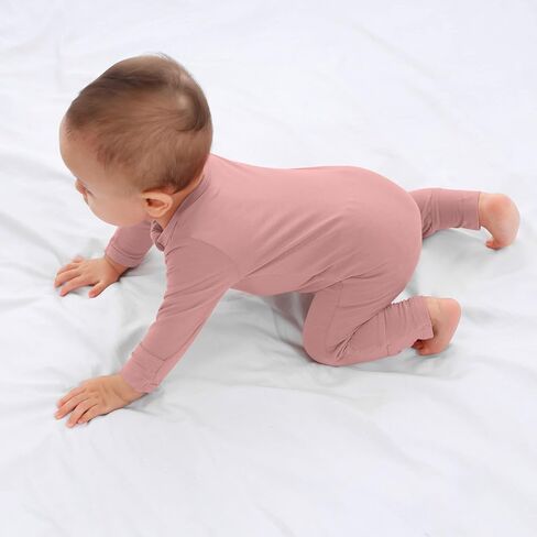 GUISBY Baby Footless Pajamas, Rayon of Bamboo, NB-2T | Rayon of bamboo softness, 2-way zipper, fold-over mittens, footless or footed comfort, sleep & daily wear in Saudi Arabia