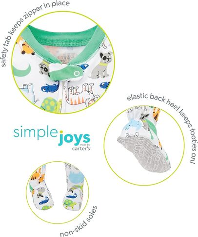 Simple Joys by Carter's Toddlers and Baby Boys' Loose-Fit Polyester Jersey Footed Pajamas, Pack of 3 in Kuwait