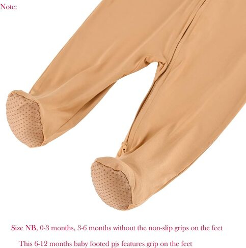 Aablexema Baby Rayon of Bamboo Footed Pajamas Zipper with Mitten Cuffs | Covered feet, Soft Infant Sleep & Play, Baby One-piece Tagless Seeper, Chin Guard in Saudi Arabia