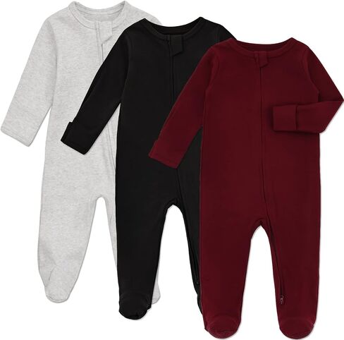 بيجامة Aablexema Baby Footie مع أساور قفازات، سحاب مزدوج للرضع من القطن الرضع، لعب النوم بالقدمين in Kuwait