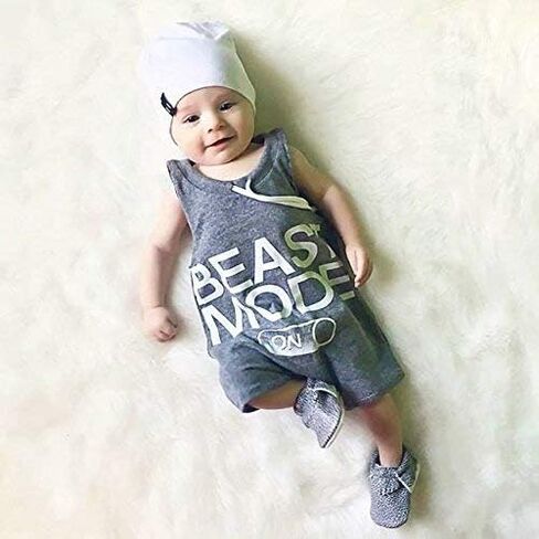 Aalizzwell Baby Boy Romper حديثي الولادة بدون أكمام رومبير قصير قطعة واحدة ملابس الصيف النشطة in Kuwait