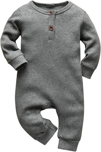 Eghunooy Baby Boy Girl Solid Color One Piece Romper Jumpsuit Outfits Clothes in Kuwait