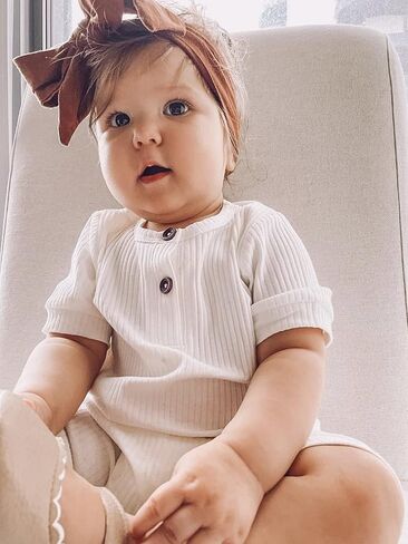 Baby Boy Girl 2 Pack Solid Romper Short/Long Sleeve One Piece Jumpsuits Clothes Sets in Kuwait