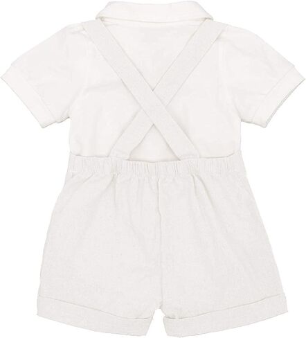 IMEKIS Baby Boy Baptism Outfit Christening Clothes Set, Newborn Toddler Bowtie Romper with Overalls Shorts 1st Birthday in Saudi Arabia