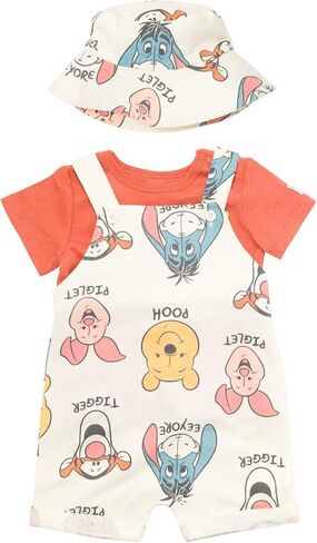 Disney Winnie the Pooh Baby Boys' Outfit Set 3 Piece Shortall Tee and Hat Newborn to Infant in Saudi Arabia