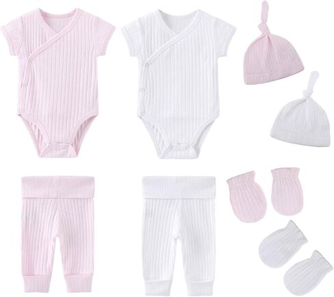 ZAV Solid Unisex Infant Outfit Pants Gifts 8 Piece Layette Set for Baby in Kuwait