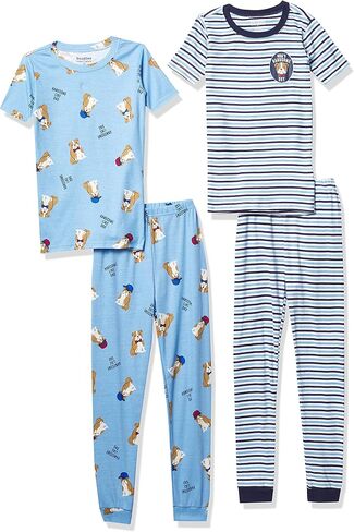 The Children's Place Baby And Toddler Boys Bull Dog Snug Fit Cotton 4-Piece Pajamas in Saudi Arabia