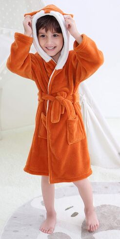 Baby Unisex Plush Animal Hooded Robe for Toddler Multicolored Sleepwear in Saudi Arabia