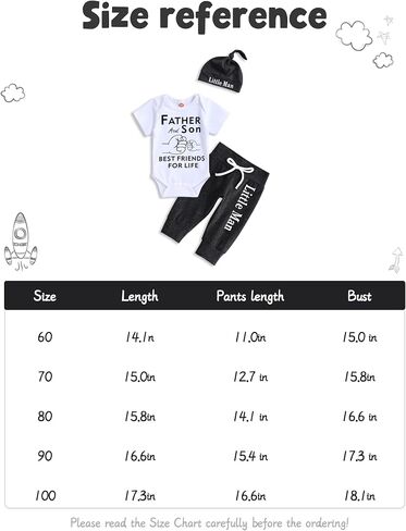 TUEMOS Newborn Infant Baby Boy Clothes Letter Print Romper Pants Set Hat 3PC Outfits Set in Saudi Arabia