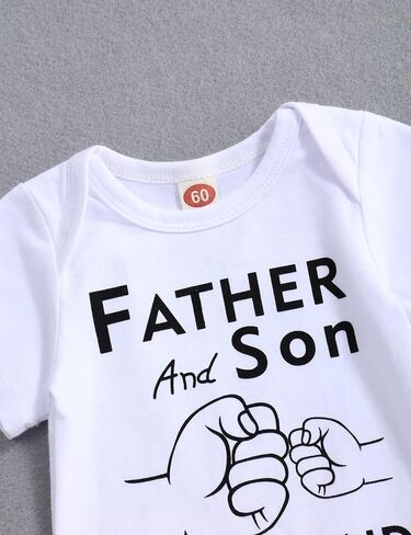 TUEMOS Newborn Infant Baby Boy Clothes Letter Print Romper Pants Set Hat 3PC Outfits Set in Saudi Arabia