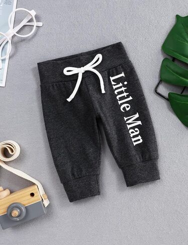 TUEMOS Newborn Infant Baby Boy Clothes Letter Print Romper Pants Set Hat 3PC Outfits Set in Saudi Arabia